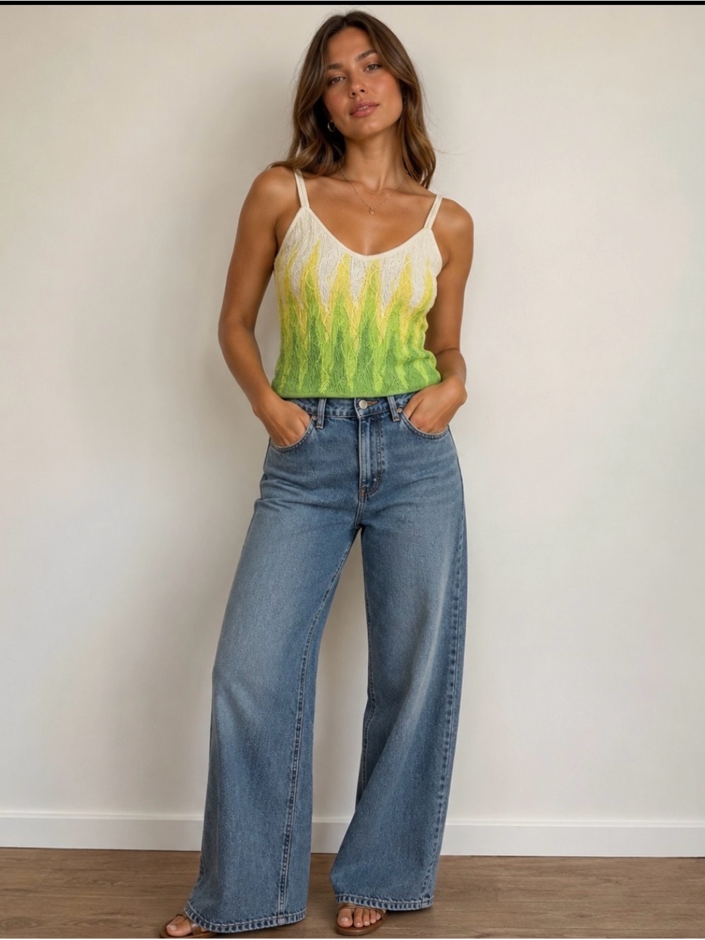 VTG Limnos Australia Tank Top Shirt Knit Like Green Coogi Style Size L NWT RARE